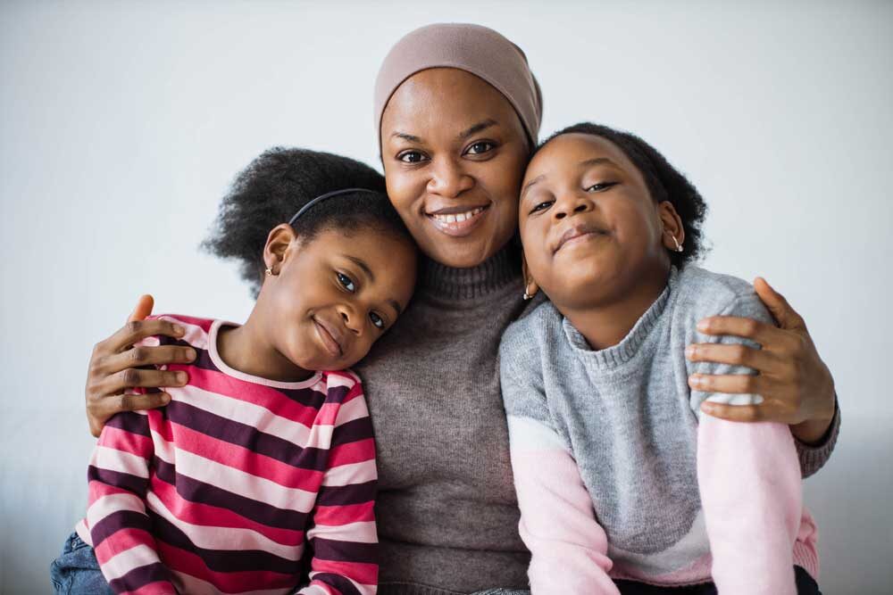 Mother with her two daughters