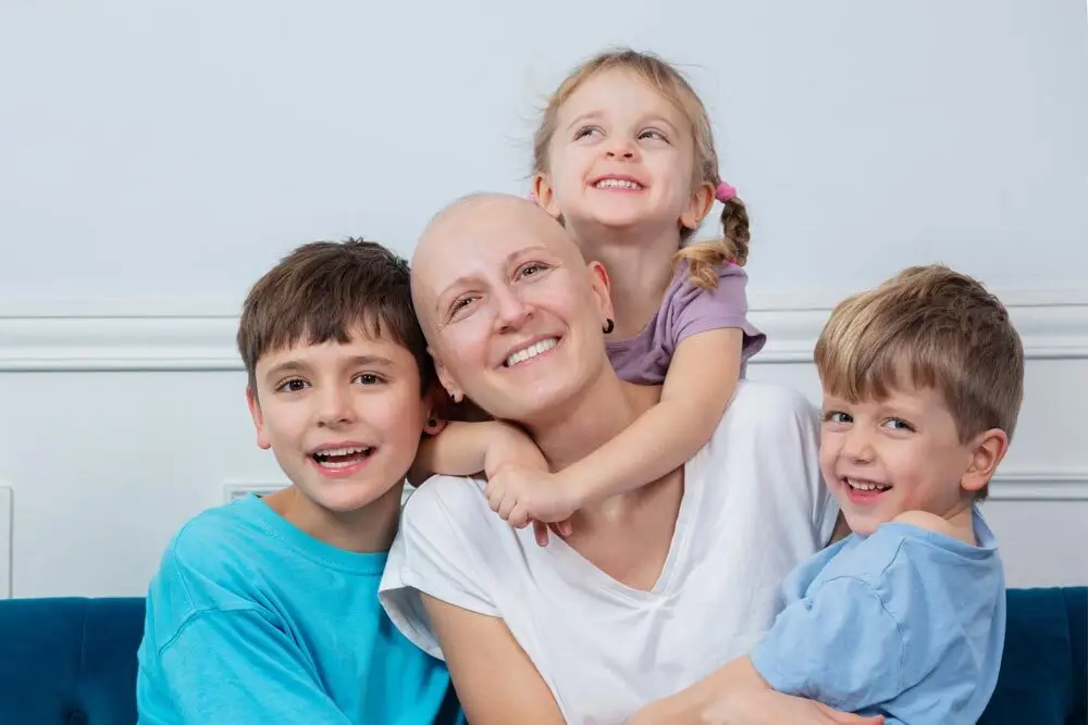 Cancer survivor with her children