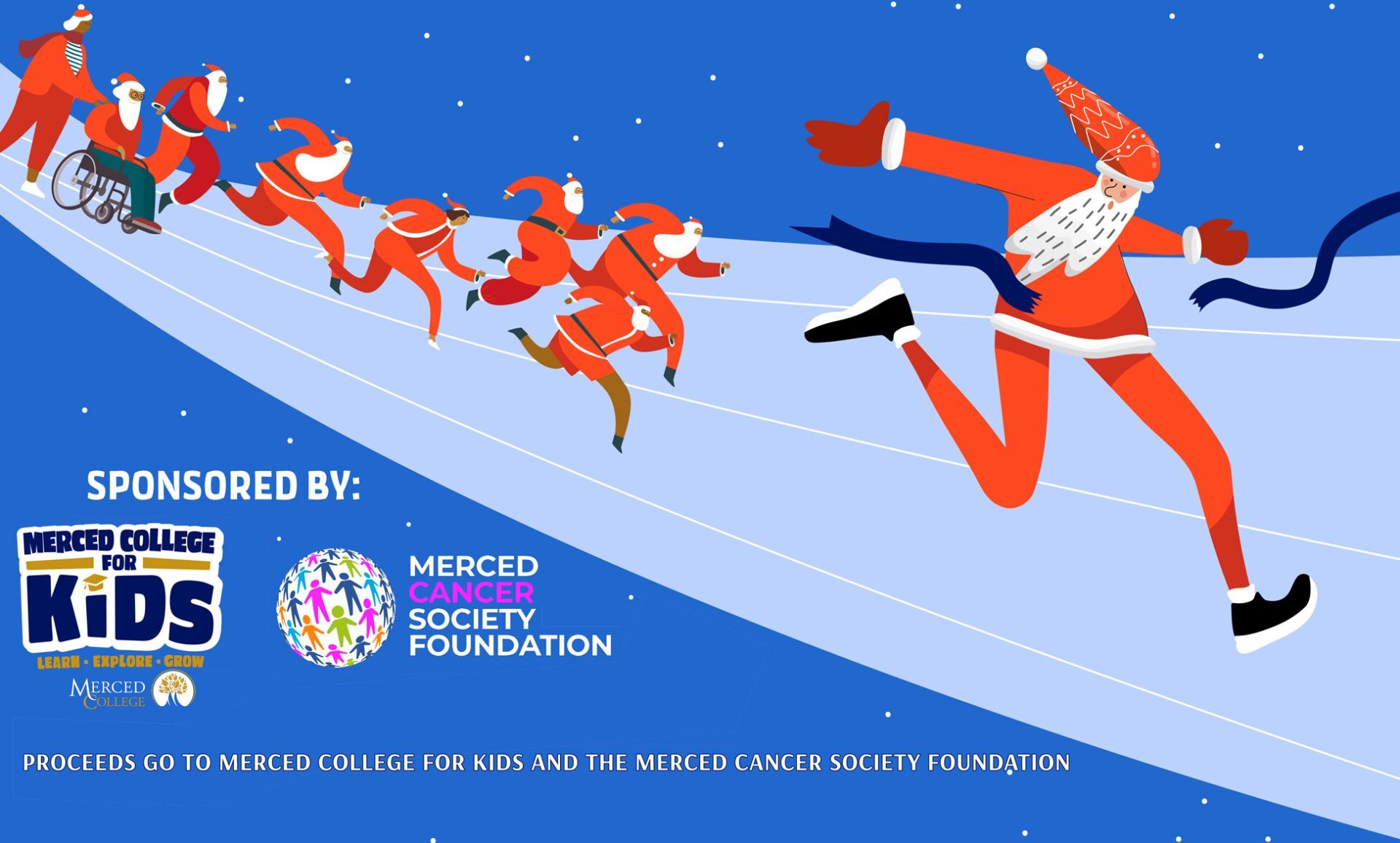 The Lights of Hope: Santa Run 5K is a festive, family-friendly holiday event presented by Merced Cancer Society Foundation and co-sponsored by Merced College for Kids.